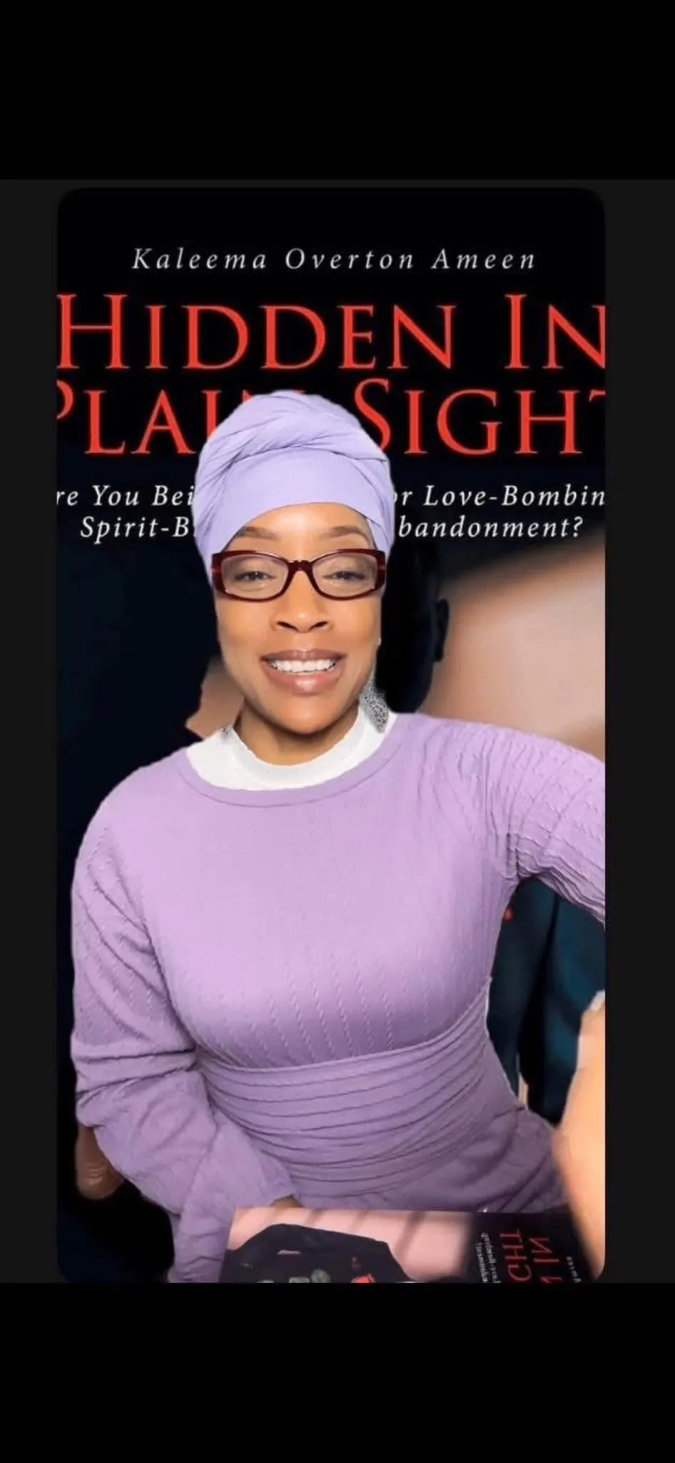 Composite promotional image for Hidden in Plain Sight, featuring the author, book cover, and live Saturday event information